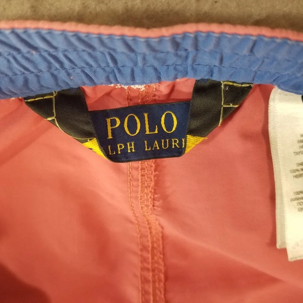 Polo Ralph Lauren board shorts bathing suit cargo pocket men's large pink nylon